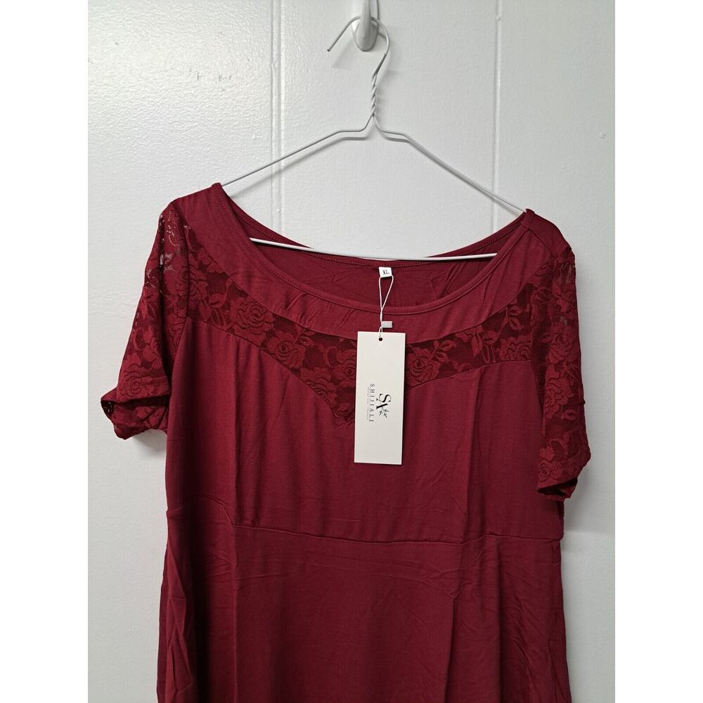 SHIJIALI Womens Plus Size Tops Casual Blouses Short Sleeve Lace Tunics XL - Picture 10 of 12